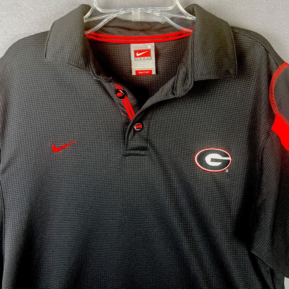 Georgia Bulldogs Nike Team Men S Polo‎ Shirt Black Red NCAA Dri Fit
